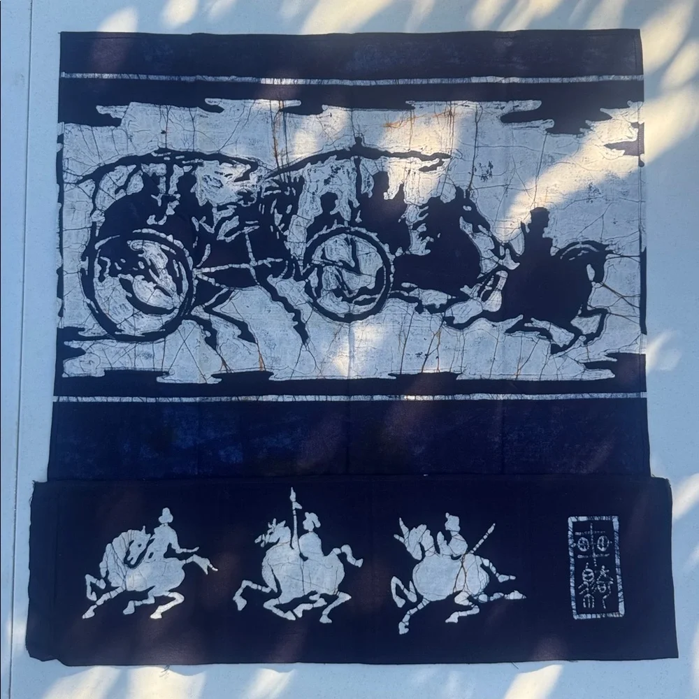 Chinese Dragon Batik Motif Wall Hangings in Black & Orange with Pockets, 24” - Picture 11 of 11